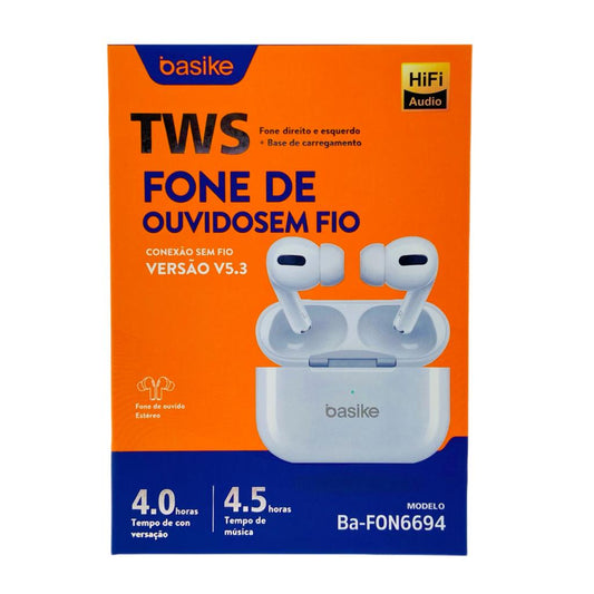 Fone Bluetooth Basike TWS Estéreo Alta Definição Ba-FON6694 (FONBSK6694)